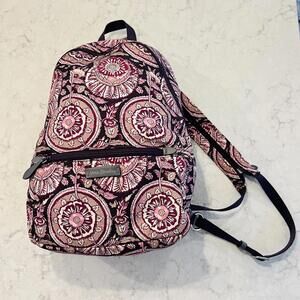 Vera Bradley Midtown Convertible  Sling Backpack Lei Flowers Purple Medallions